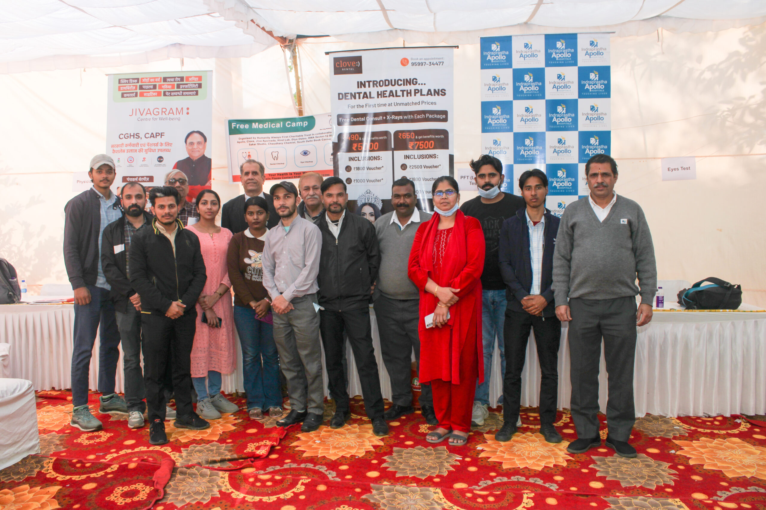 Beneficiaries receiving care at a community event